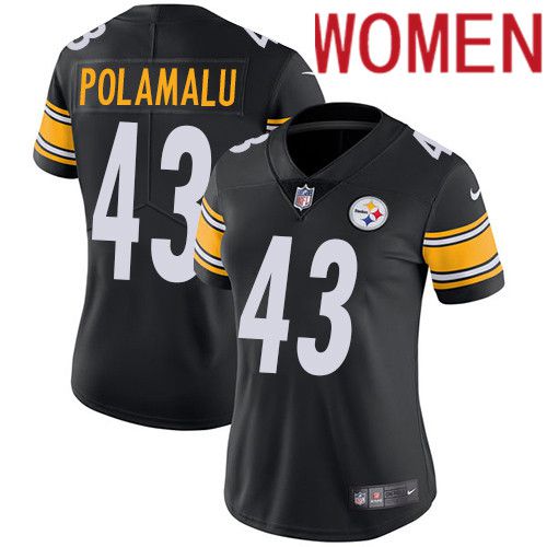 Women Pittsburgh Steelers #43 Troy Polamalu Nike Black Vapor Limited NFL Jersey->women nfl jersey->Women Jersey